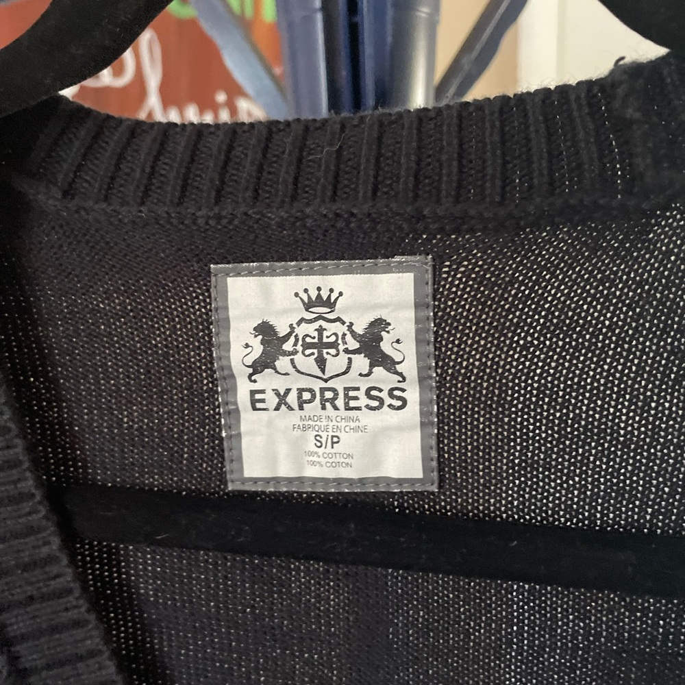 Express Solid Navy Blue Buttoned Down Cardigan Sw… - image 3